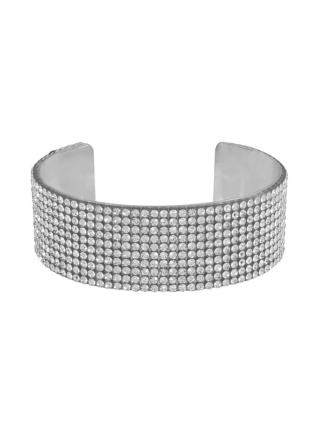 

MEMOIR Silver-Plated 10 Line CZ Studded Cuff Bracelet