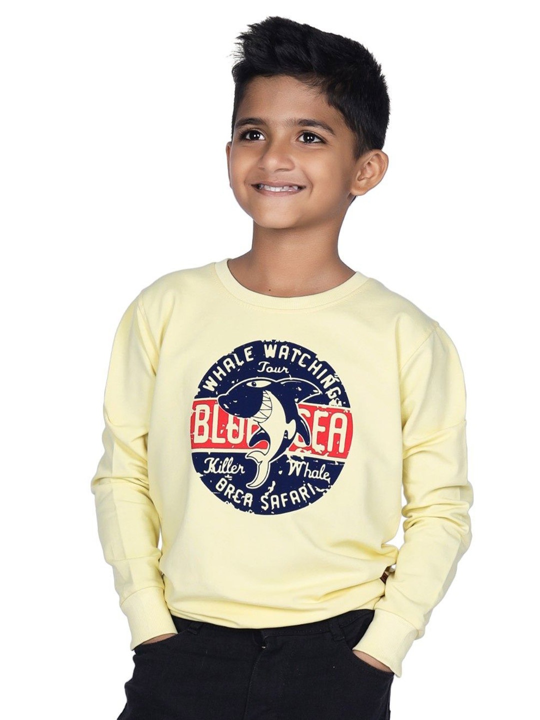 

CRAZYPENGUIN ELITE Boys Printed Sweatshirt, Yellow