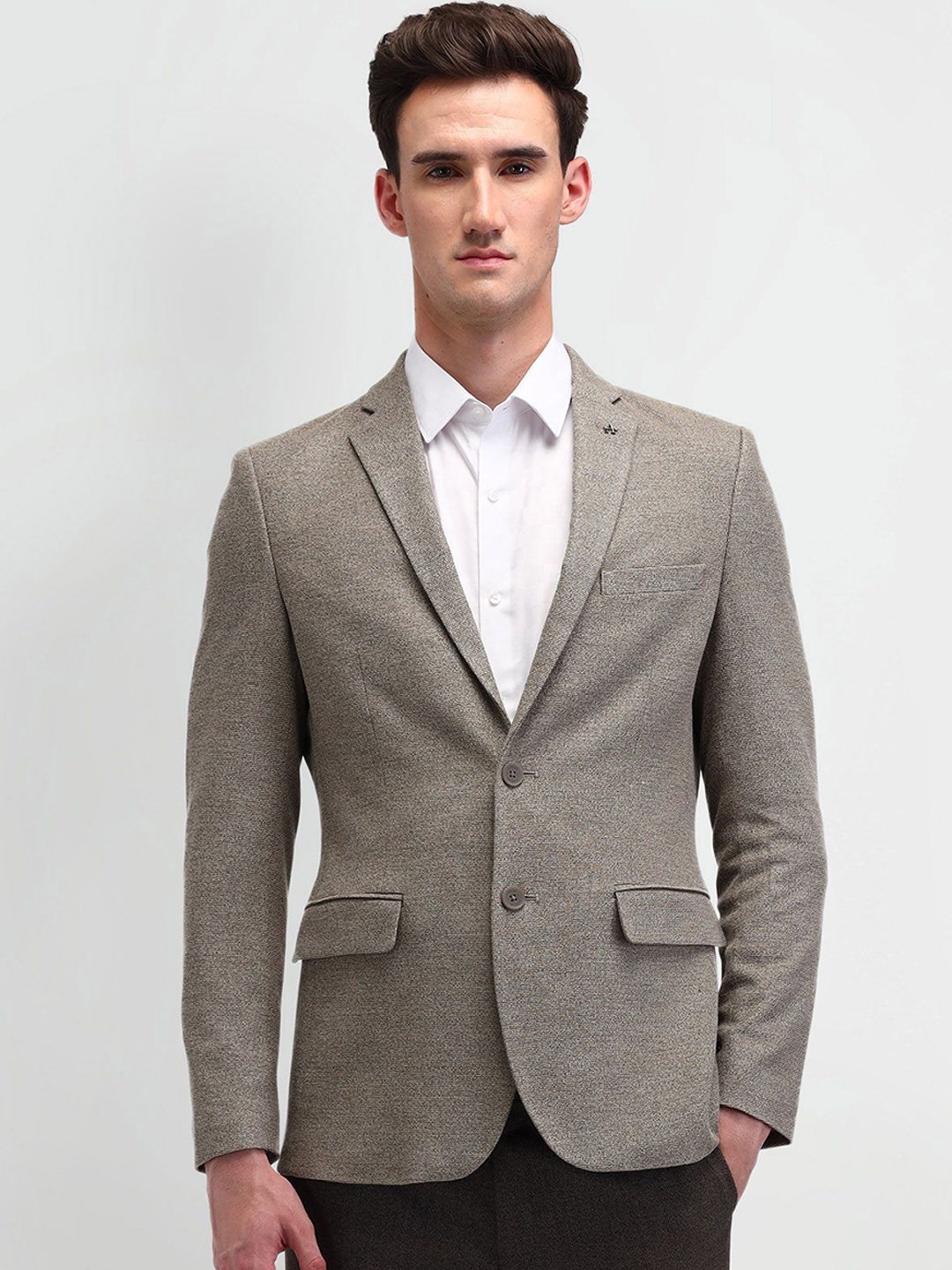 

Arrow Self Design Single Breasted Slim-Fit Blazers, Olive