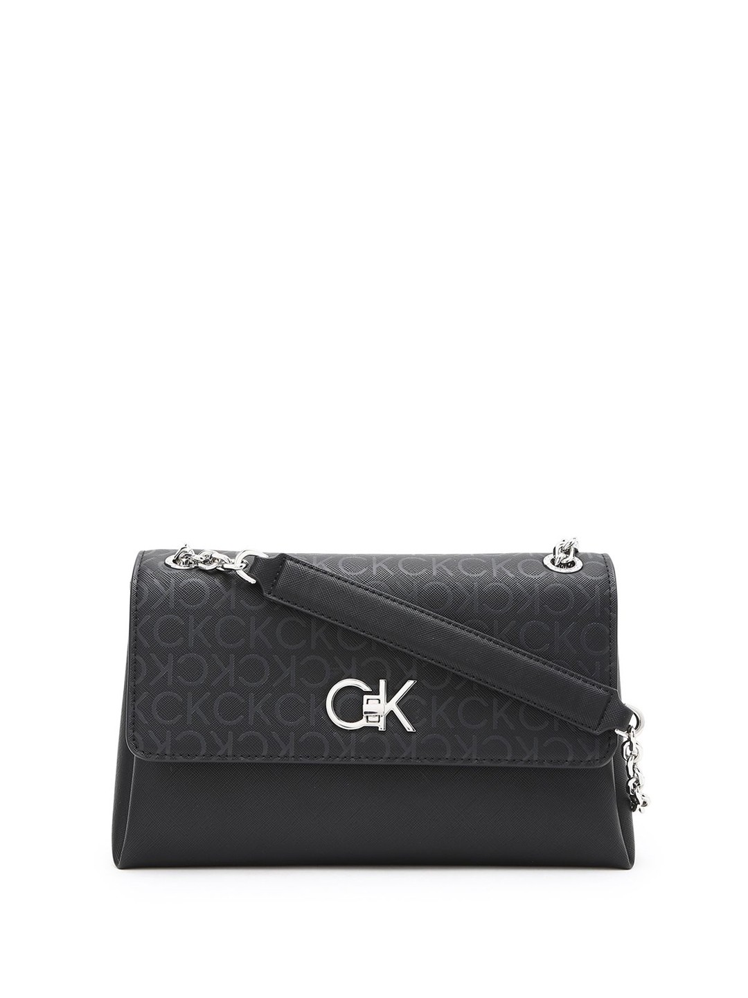 

Calvin Klein Women Brand Logo Printed Structured Shoulder Bag, Black
