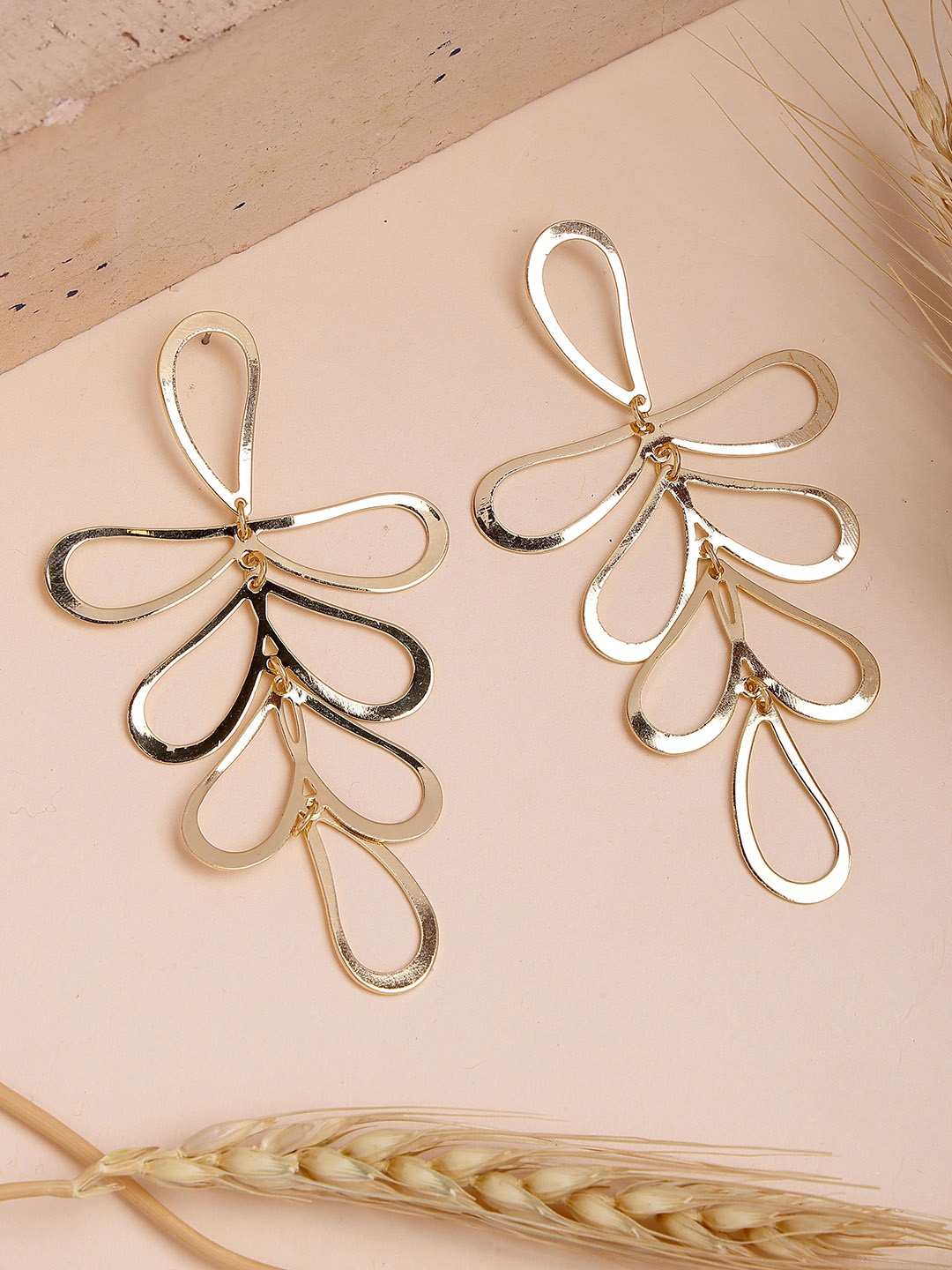 

Bohey by KARATCART Gold-Plated Contemporary Drop Earrings