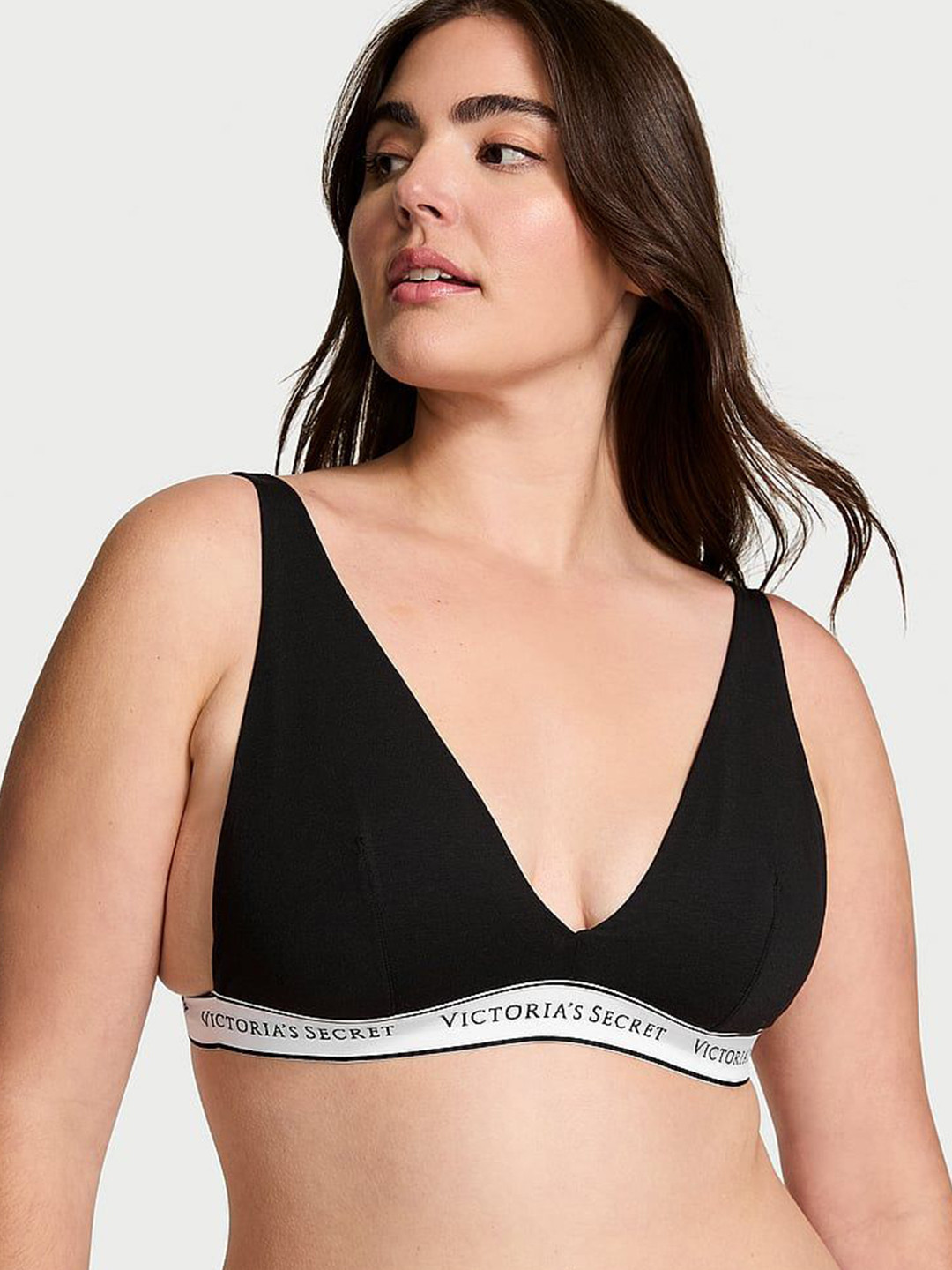 

Victoria's Secret Women Cotton Solid Medium Coverage Non Padded Non-Wired Plunge Bra, Black