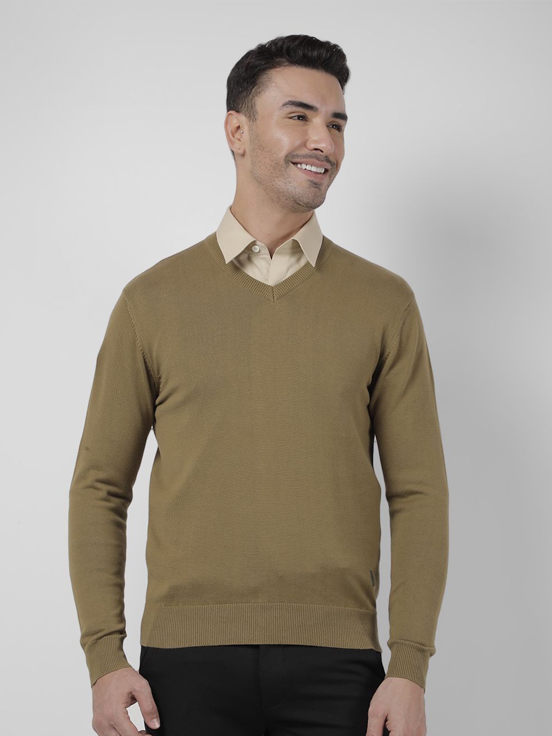 

Numero Uno Men Knitted Pullover Sweater, Olive