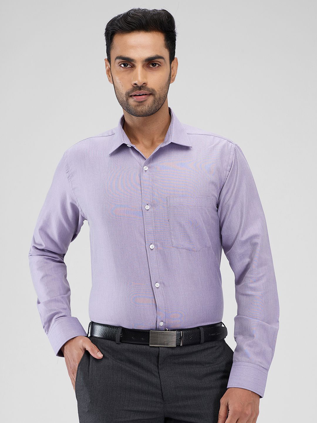 

Parx Men Spread Collar Textured Slim Fit Formal Shirt, Lavender