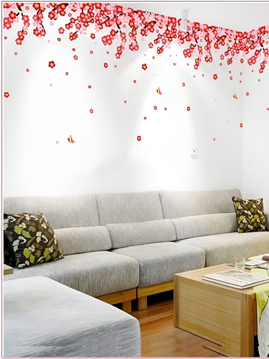 

Asian royal White & Red Floral Printed Self Adhesive Wall Sticker