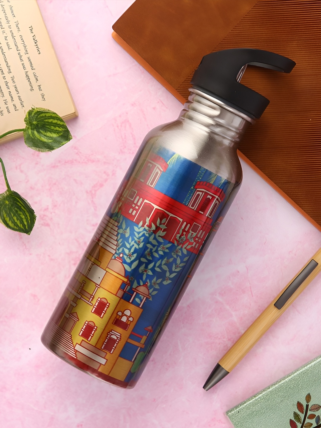 

PENTADECO Grey & Blue Monuments Printed Stainless Steel Water Bottle 600ml