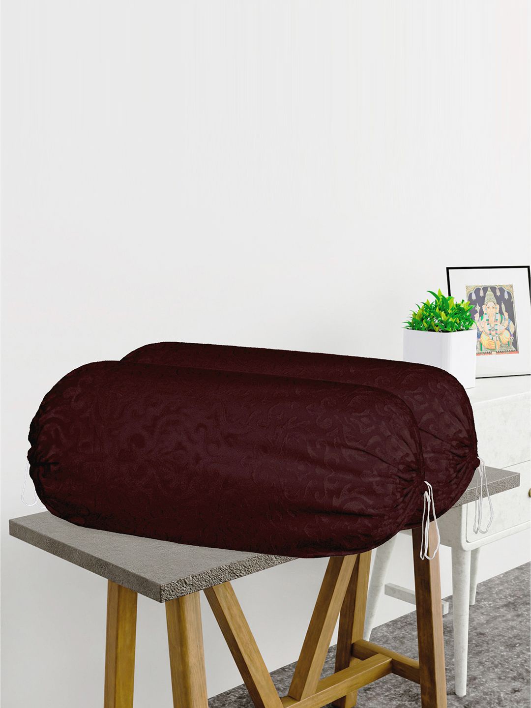 

Kuber Industries Brown 6 Pieces Printed Cylindrical Bolster Covers