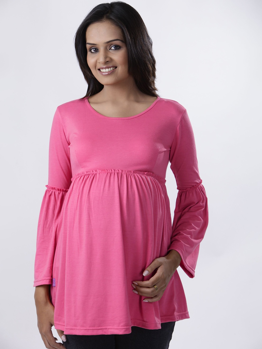 

Uzazi Women Maternity Round Neck Casual Top, Pink