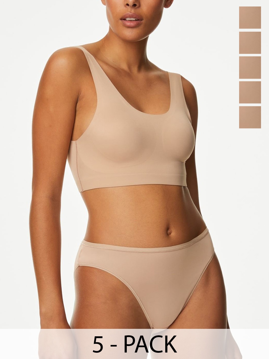 

Marks & Spencer Women Pack Of 5 High Rise Hipster Briefs, Nude
