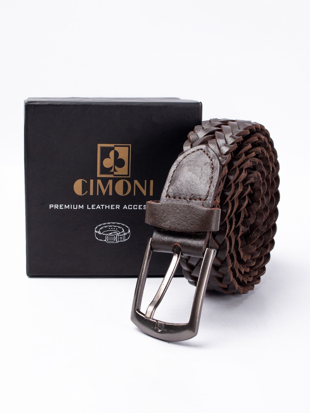 

CIMONI Women Braided Leather Formal Belt, Black