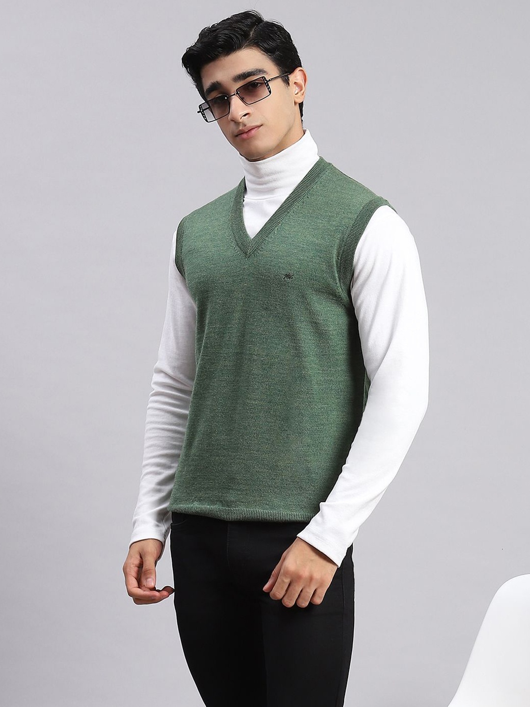 

Monte Carlo Men Woollen Sweater Vest, Green