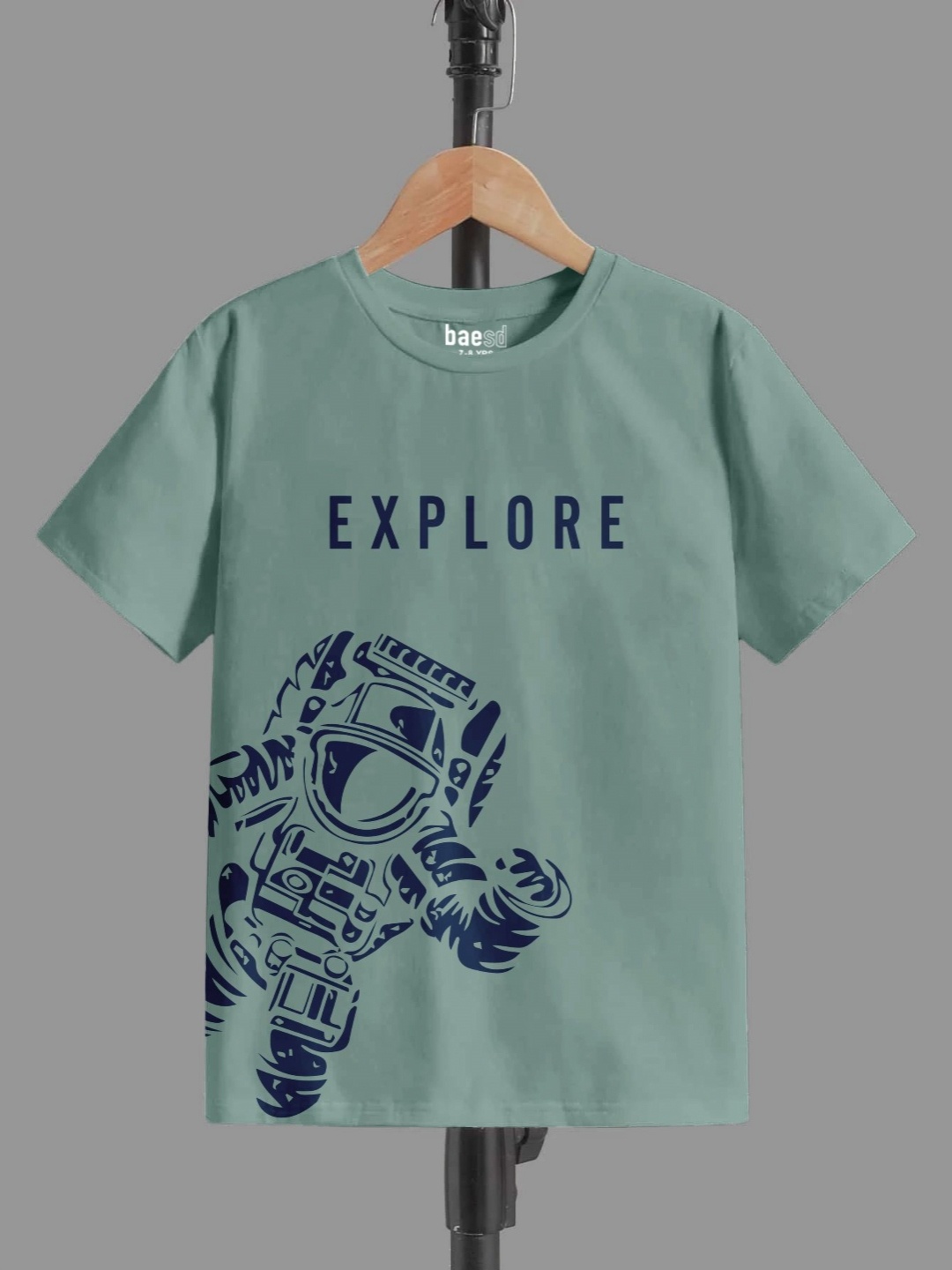

BAESD Boys Typography Printed Round Neck Pure Cotton T-shirt, Green