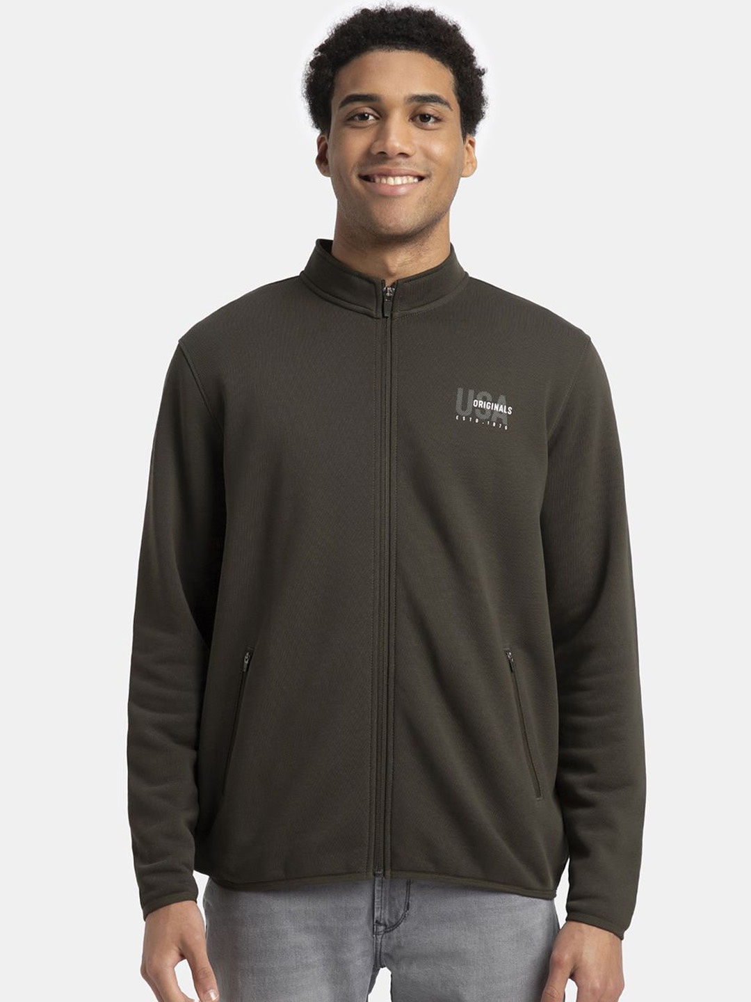 

Jockey Super Combed Cotton Rich Fleece Jacket with StayWarm Technology - UM55, Olive