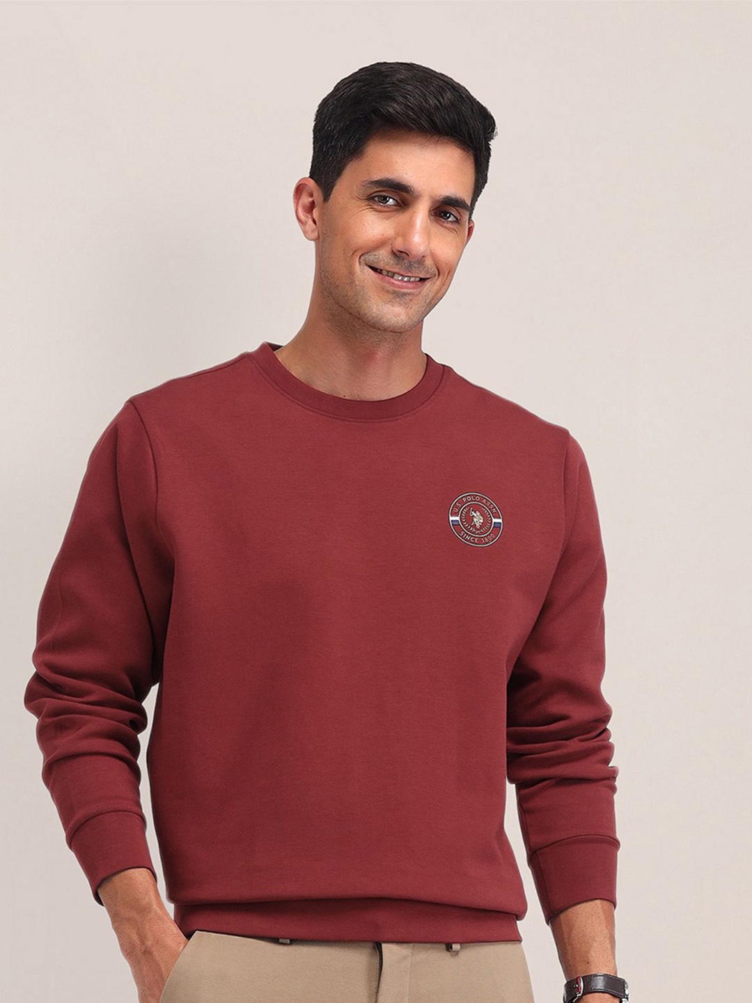 

U.S. Polo Assn. Men Round Neck Long Sleeves Sweatshirt, Rust