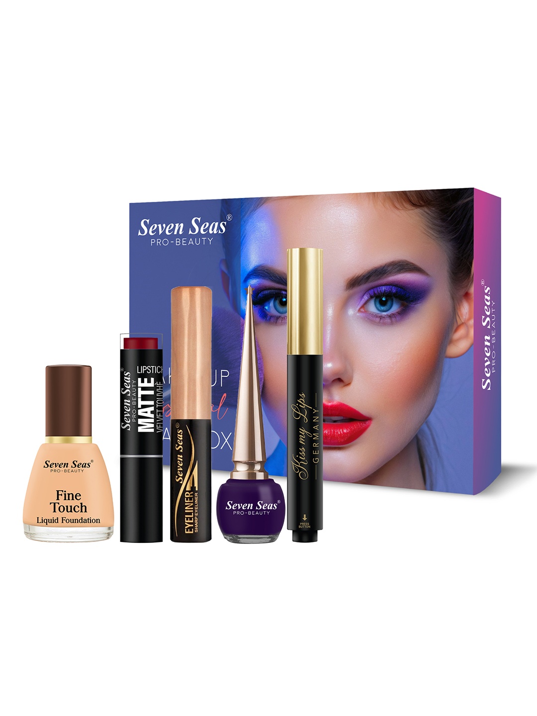 

Seven Seas Set Of 5 Foundation, Lipstick, Eyeliner & Lip Balm, Multi
