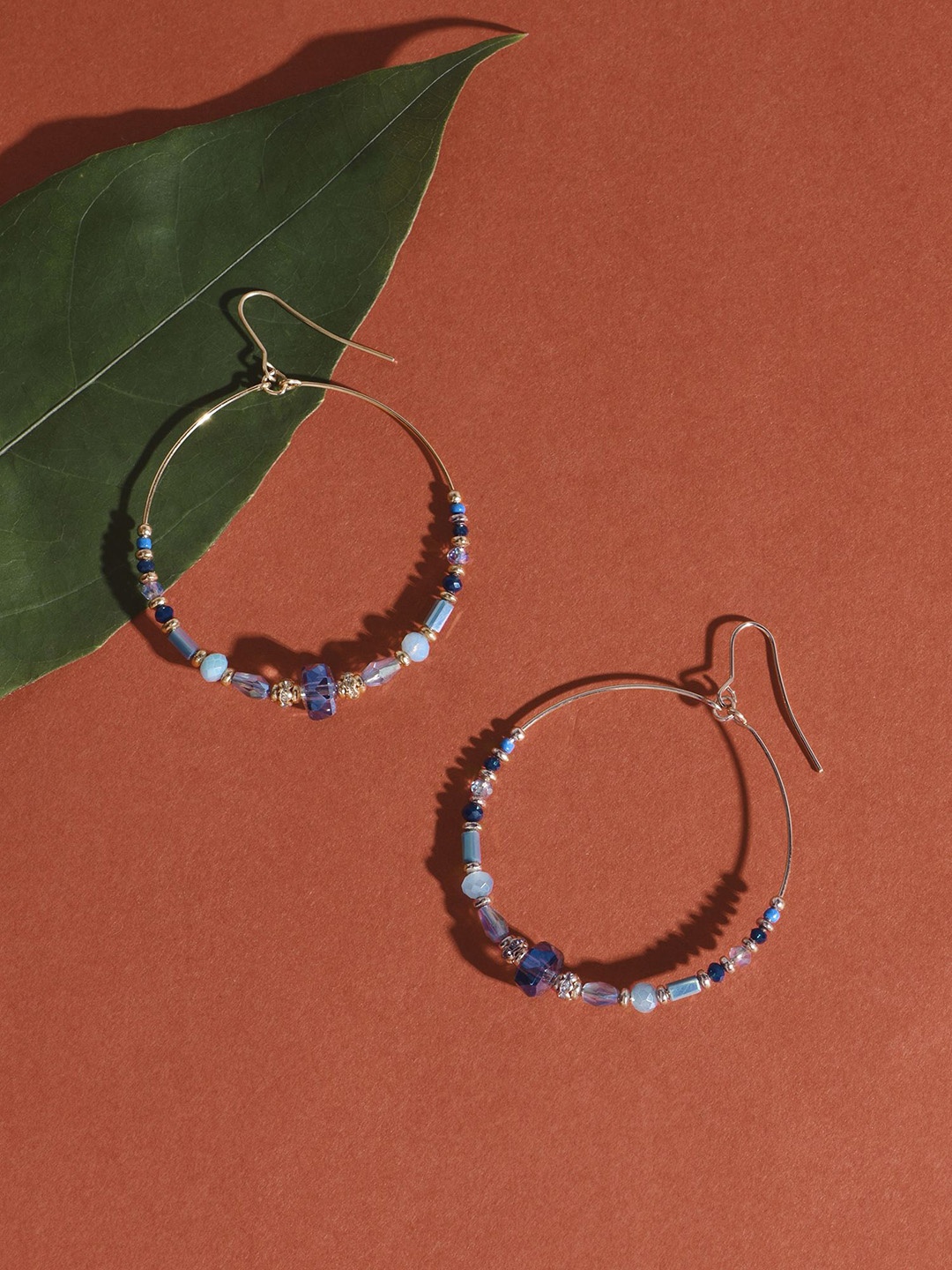 

Accessorize Beaded Circular Hoop Earrings, Blue