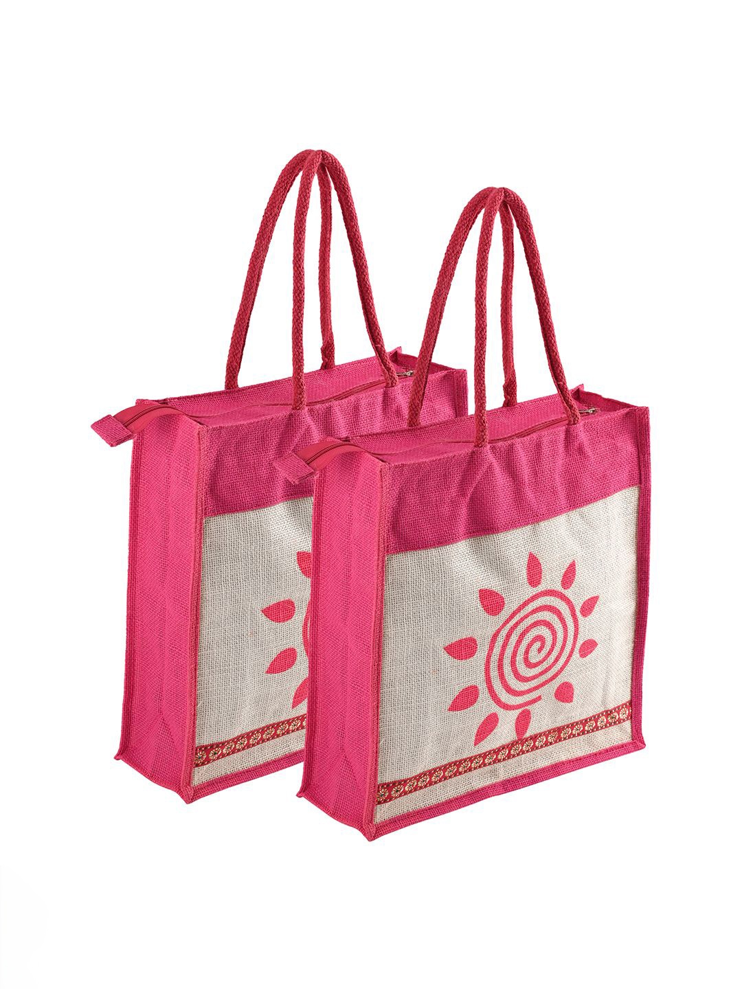 

Kuber Industries Unisex Pack Of 2 Colourblocked Shopper Shoulder Bags, Pink