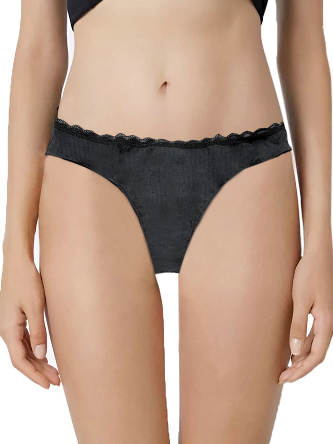 

YAMAMAY Women Mid Rise Bikini Brief, Black