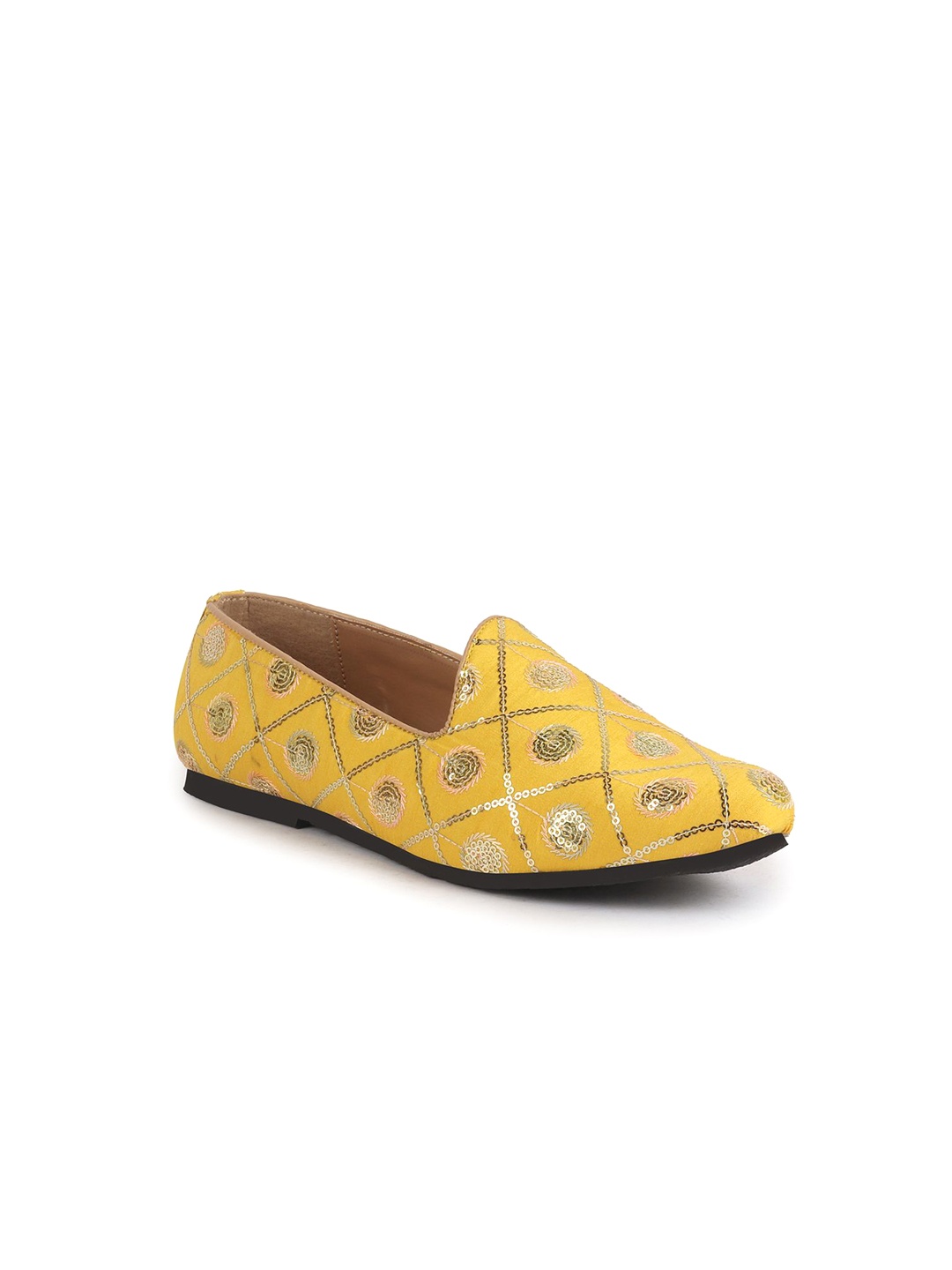 

FAUSTO Boys Sequin Ethnic Slip On Mojaris, Yellow