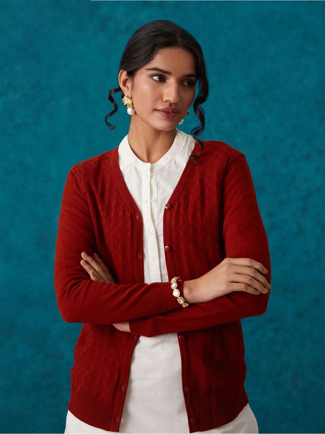 

Likha Women Acrylic Winter Cardigan, Rust