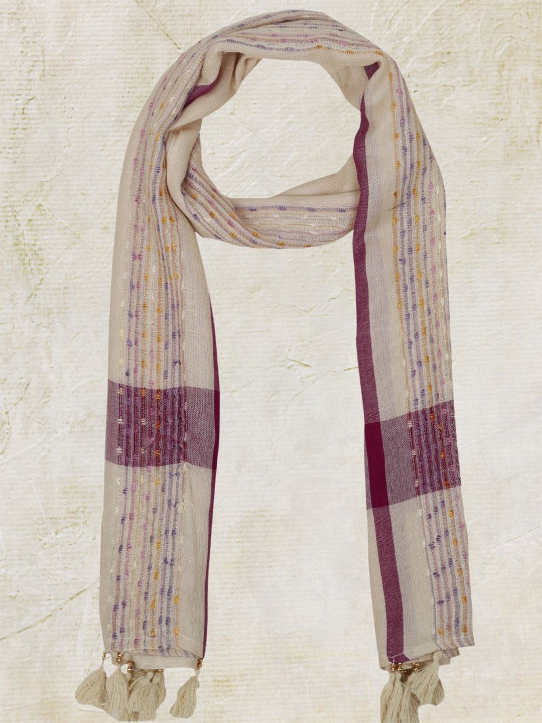 

Dupatta Bazaar Women Woven Design Stole, Cream