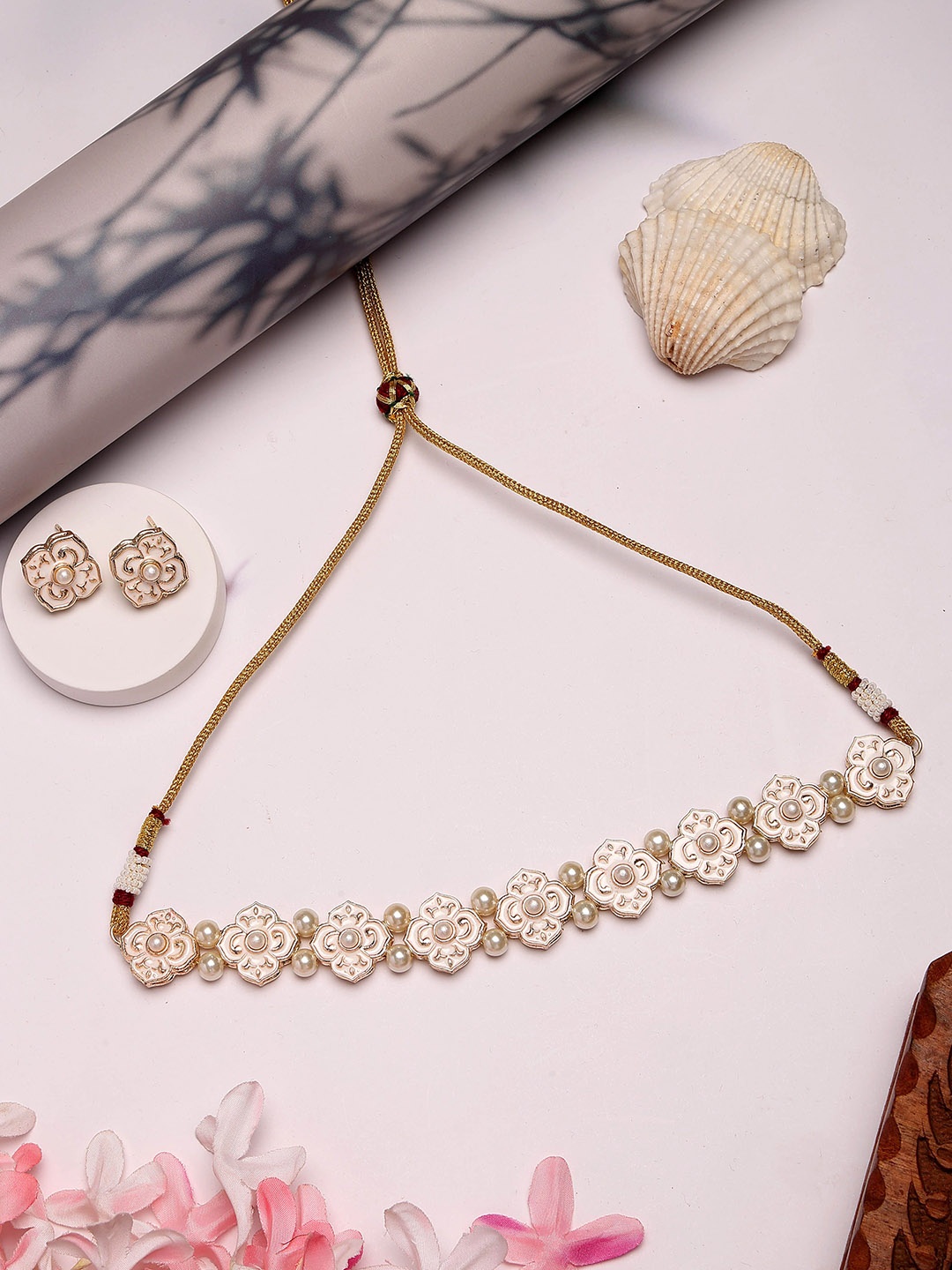

KARATCART Gold-Plated Pearl Beaded Jewellery Set