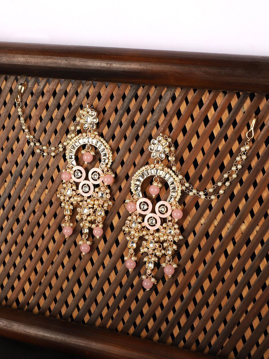 

Anouk Gold Plated Kundan Studded & Beaded Classic Drop Earrings