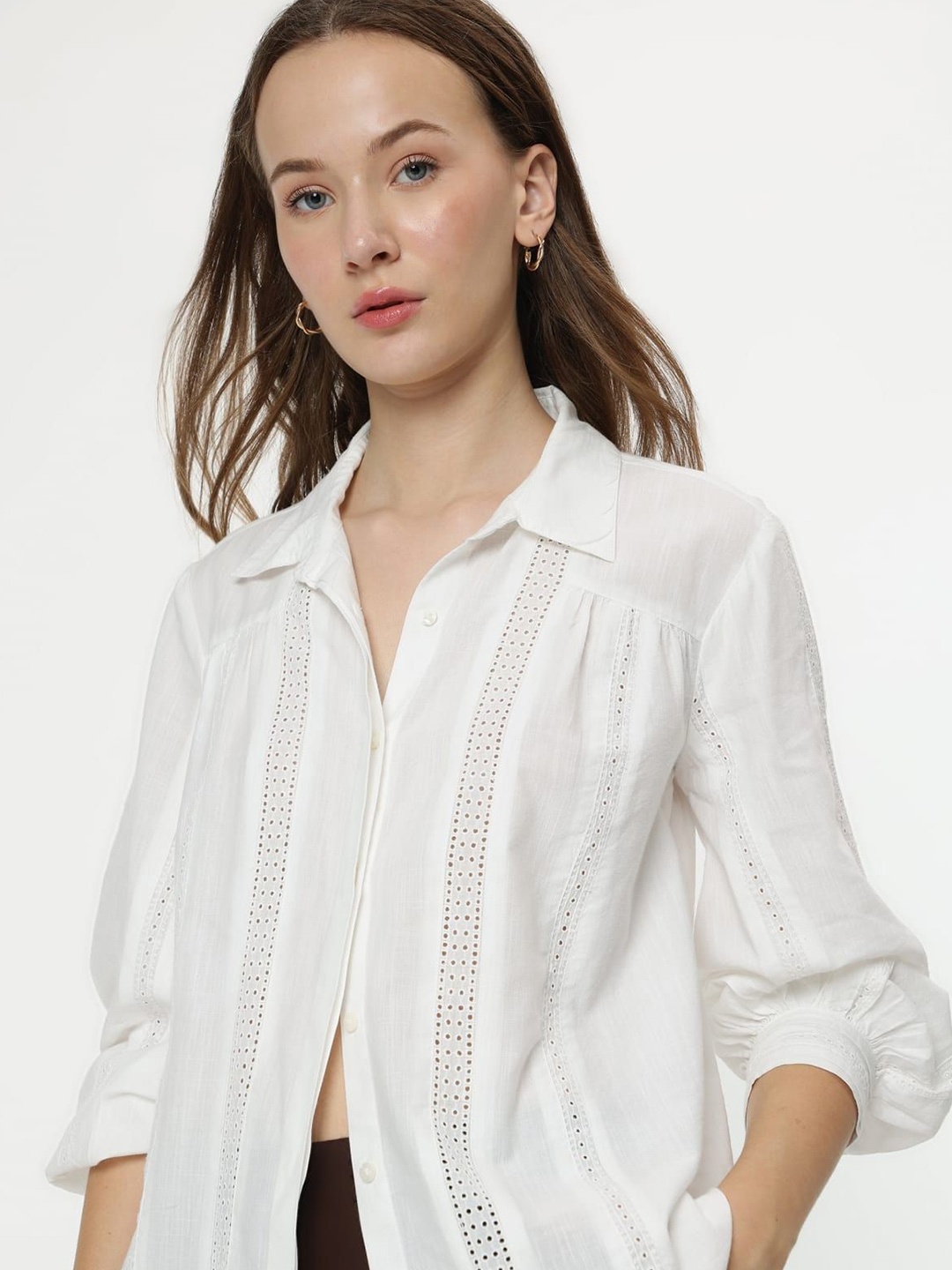

Marks & Spencer Women Spread Collar Solid Cotton Casual Shirt, White