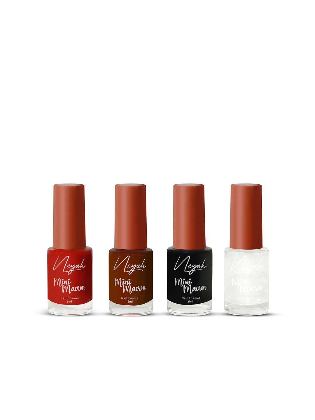 

Neyah Mini Macron Set Of 4 Nail Polish - 6 ml Each - Candy - Jam -Sable - Misty, Black