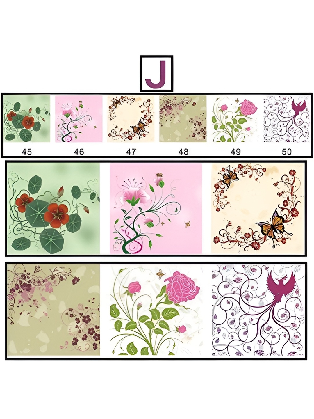 

Asian royal Green and Pink 6 Pieces Floral Printed J' Natural Switch Board Sticker