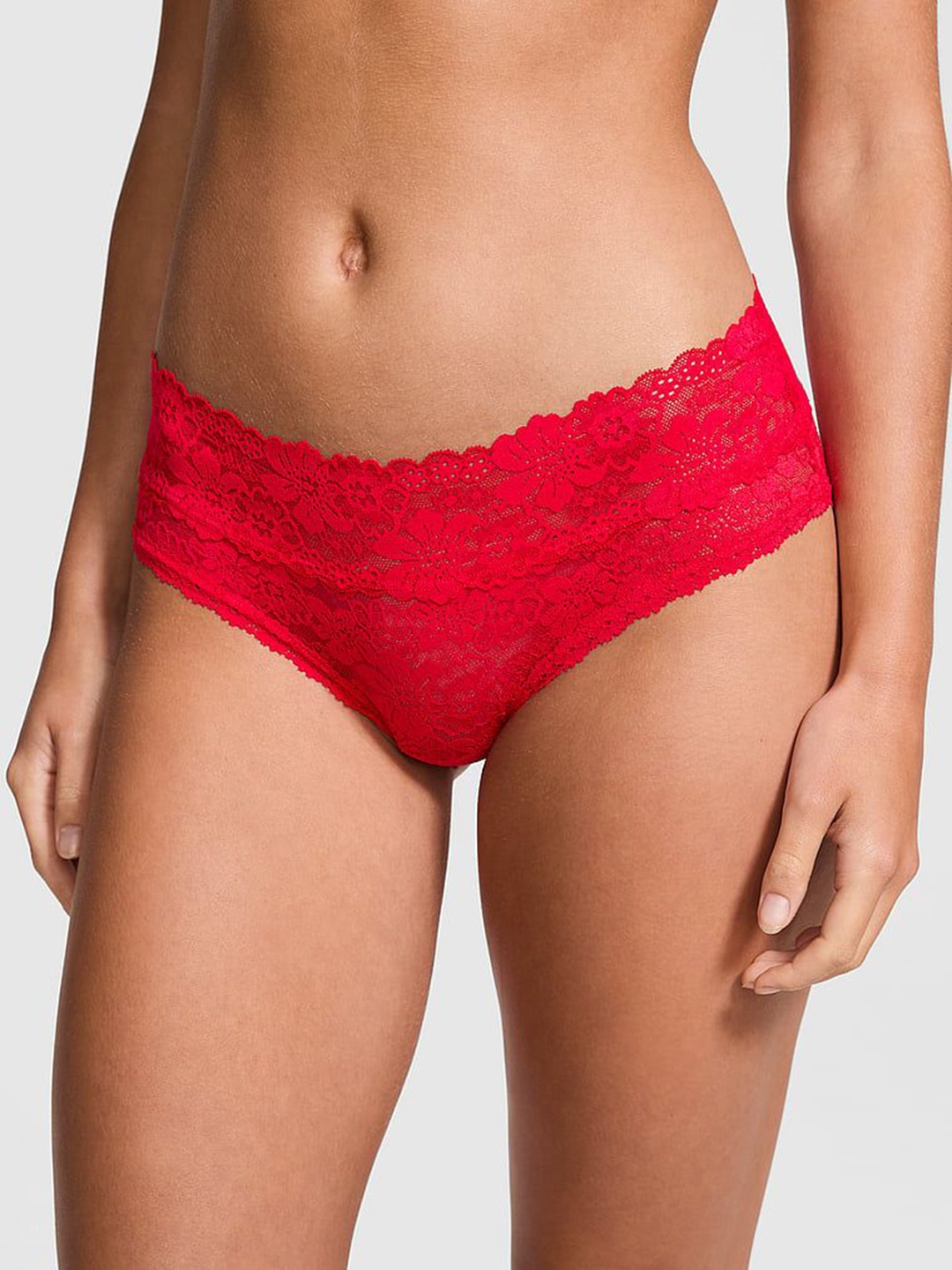 

Victoria's Secret Women Lace Low-Rise Basic Briefs, Red