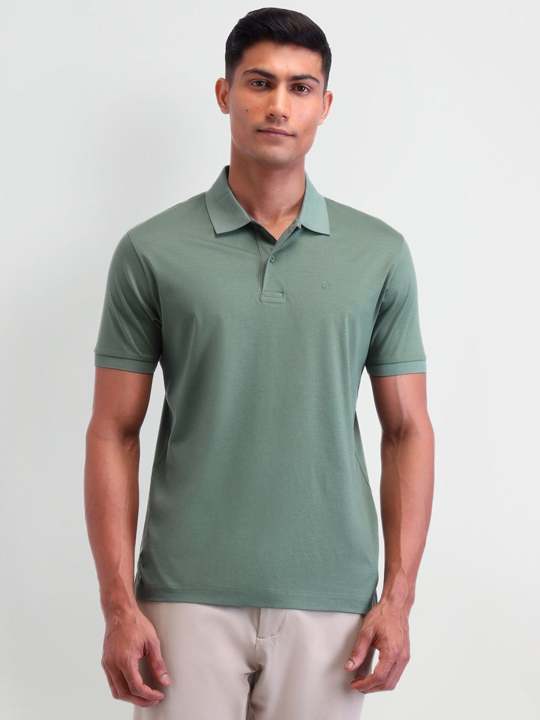 

Arrow Men Solid Polo Collar Cotton T-shirt, Green