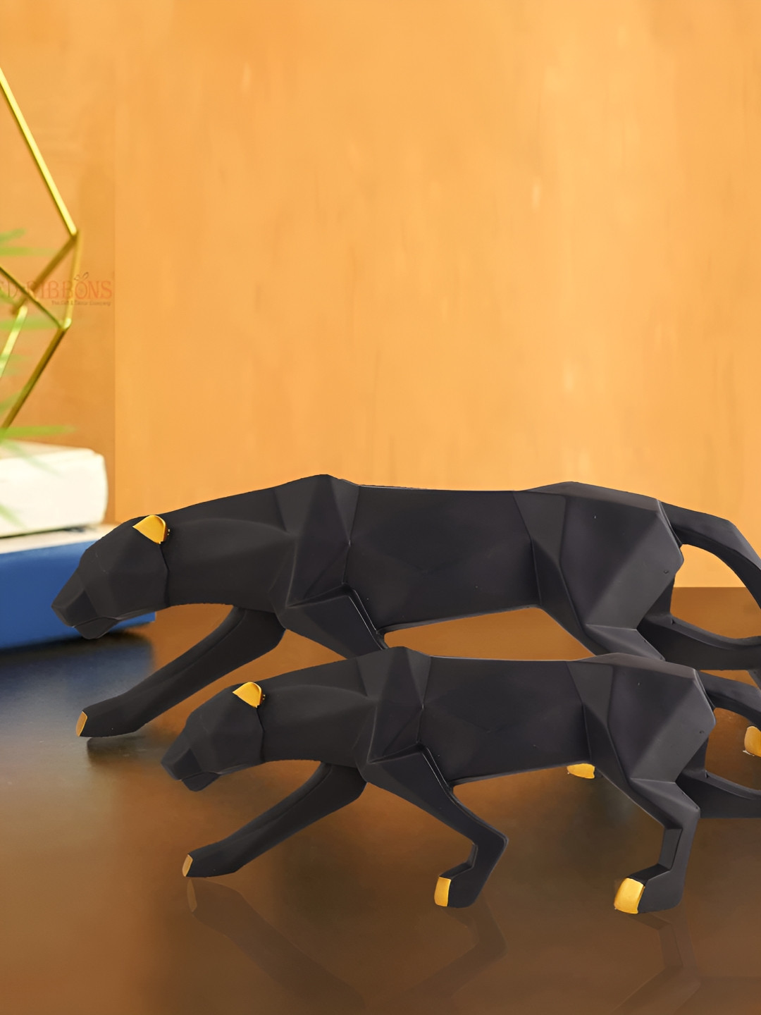 

Zart Black & Gold-Toned 2 Pieces Panther Showpiece