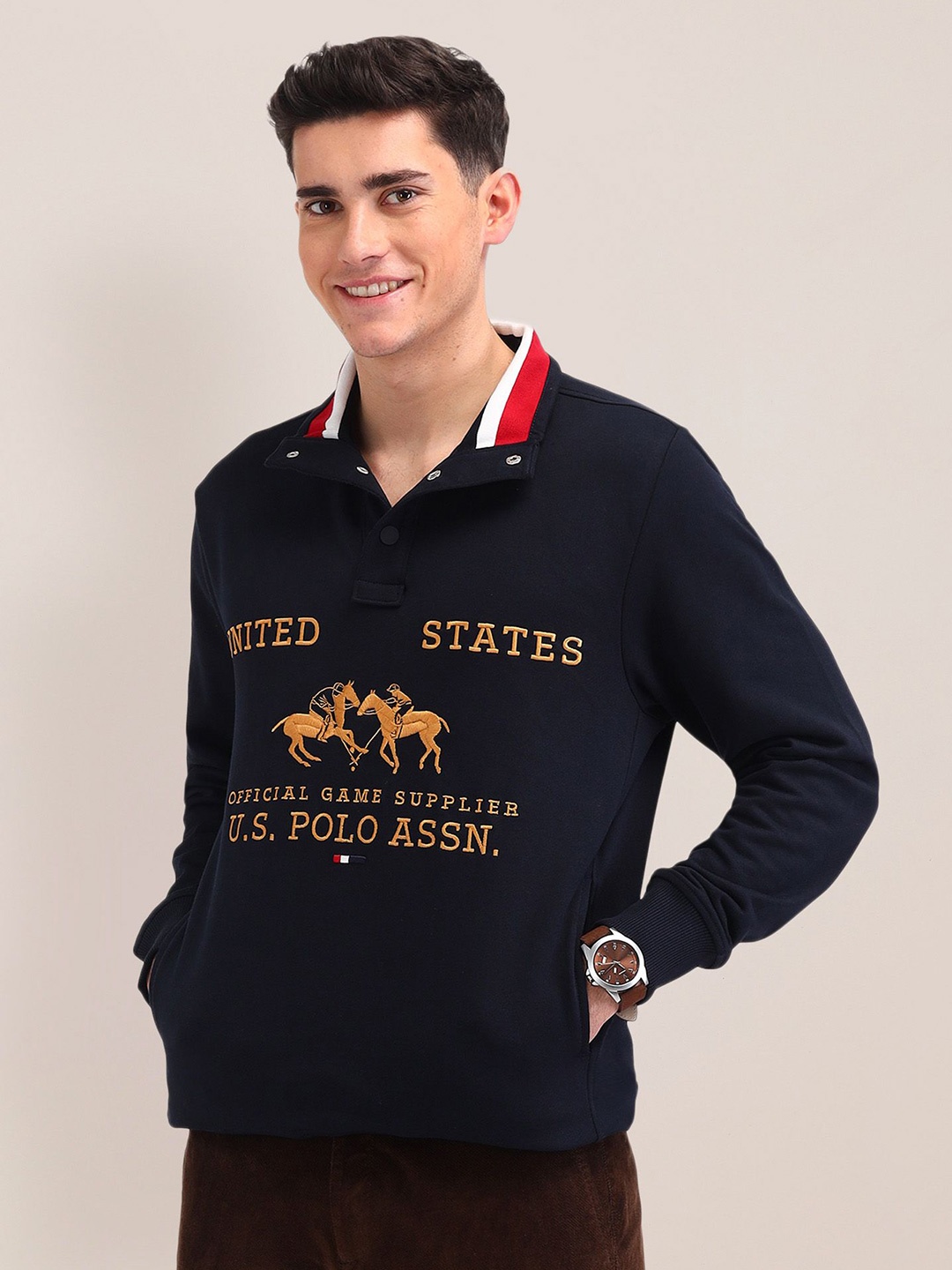 

U.S. Polo Assn. Men Brand Logo Printed Cotton Sweatshirt, Navy blue
