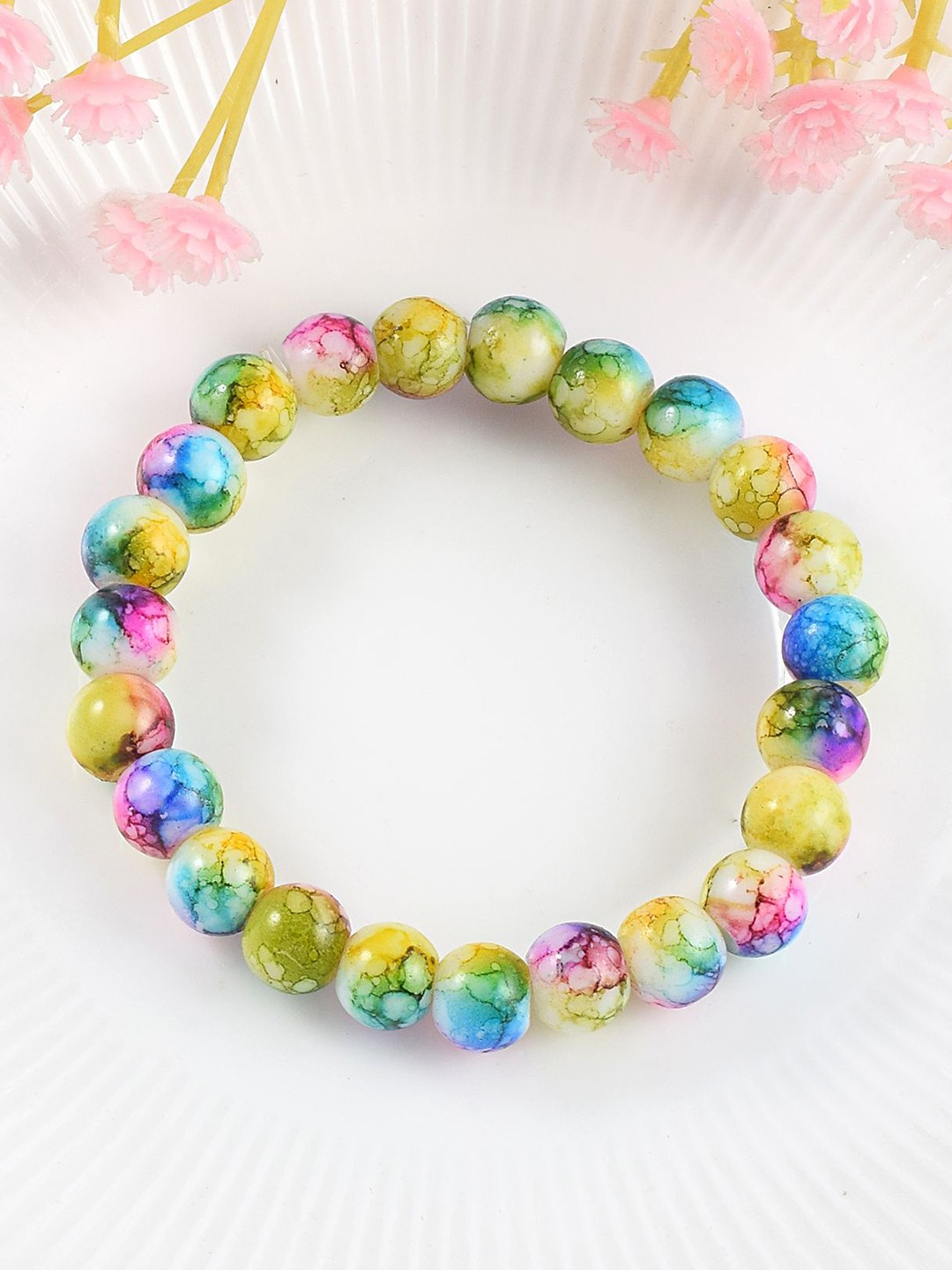 

MEMOIR Elasticated Beaded Bracelet, Green