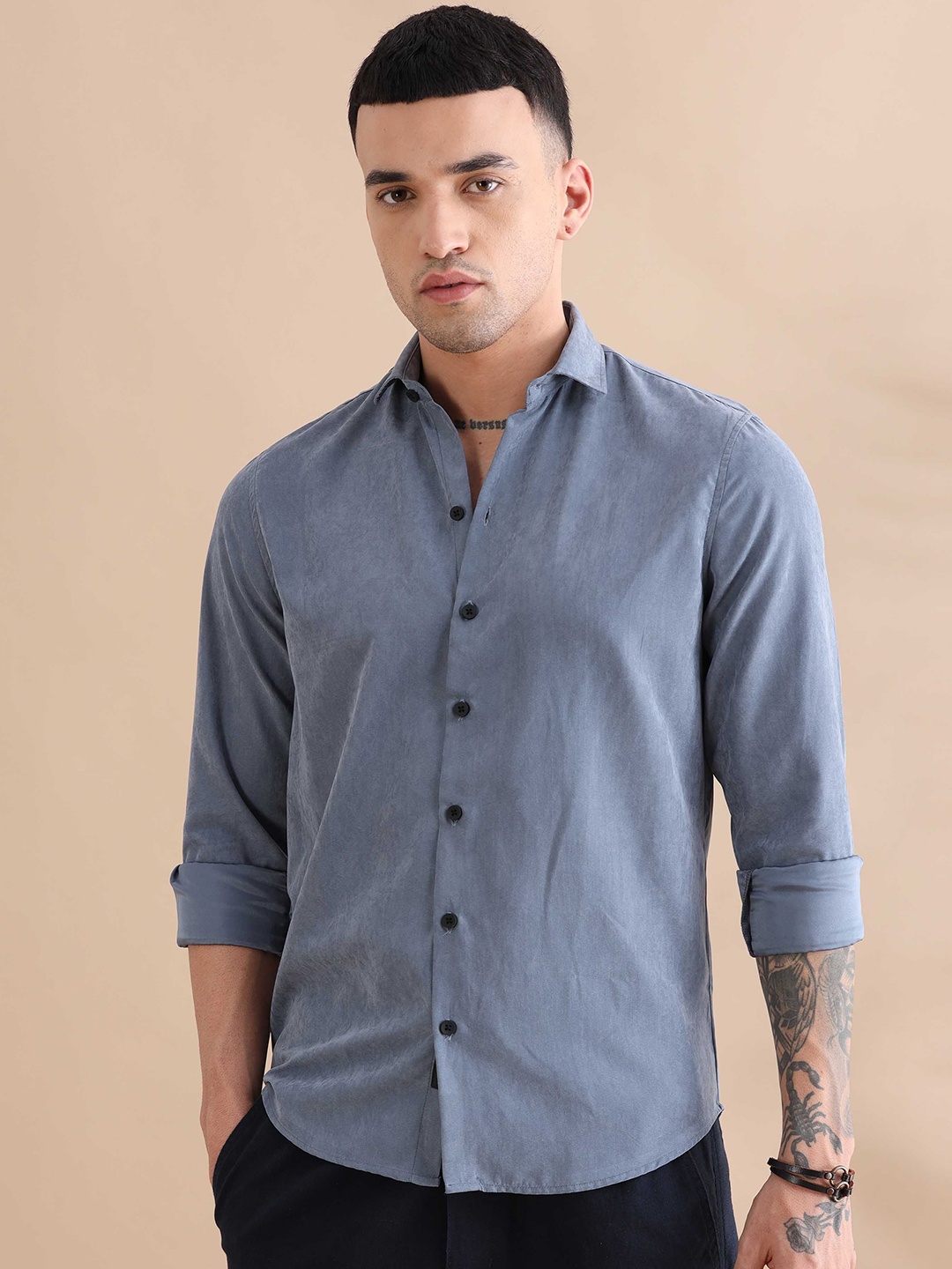 

HOUSE OF MAHNOTS Men Classic Opaque Casual Shirt, Grey