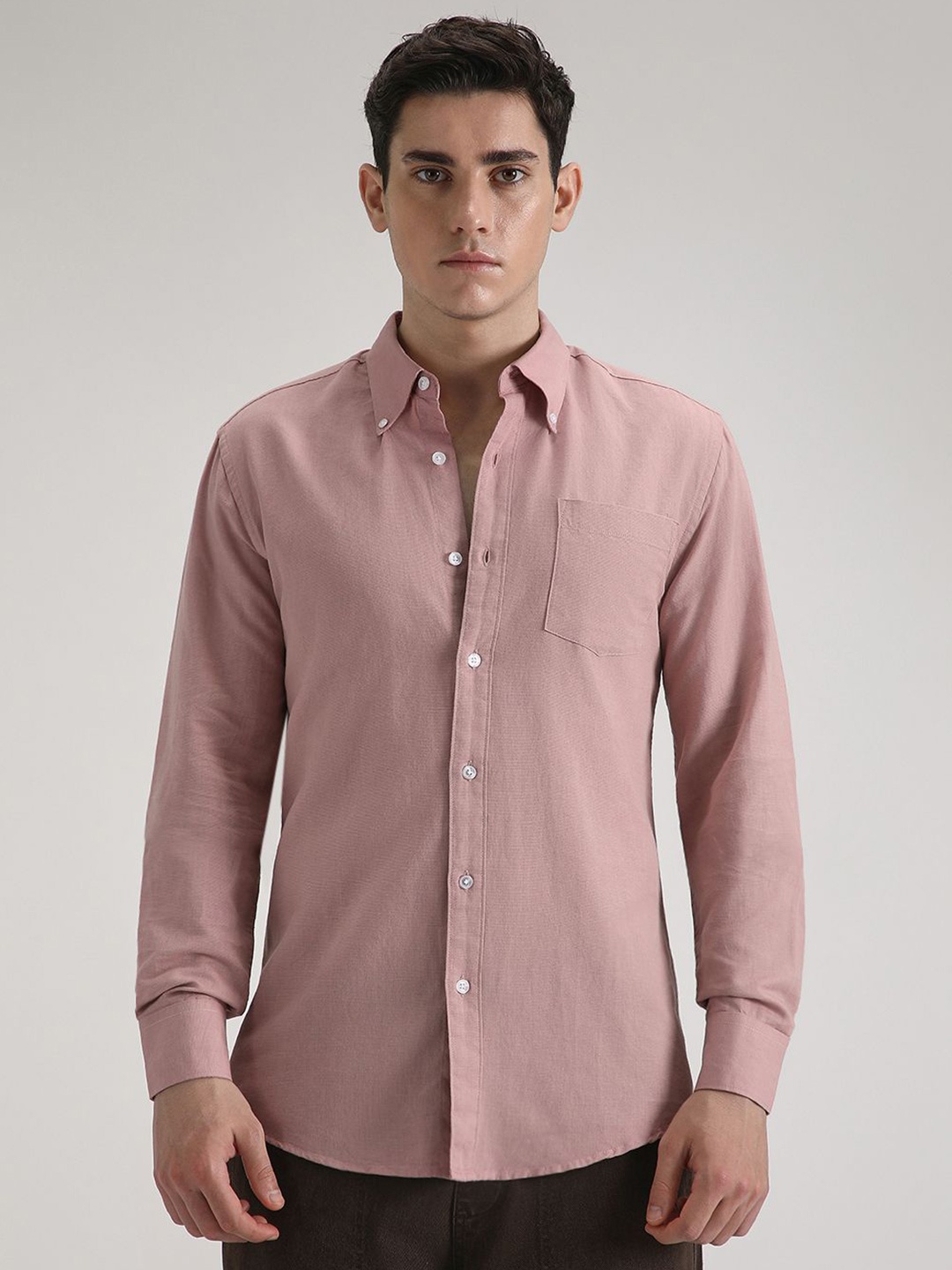 

Banana Club Men Classic Slim Fit Opaque Casual Shirt, Pink