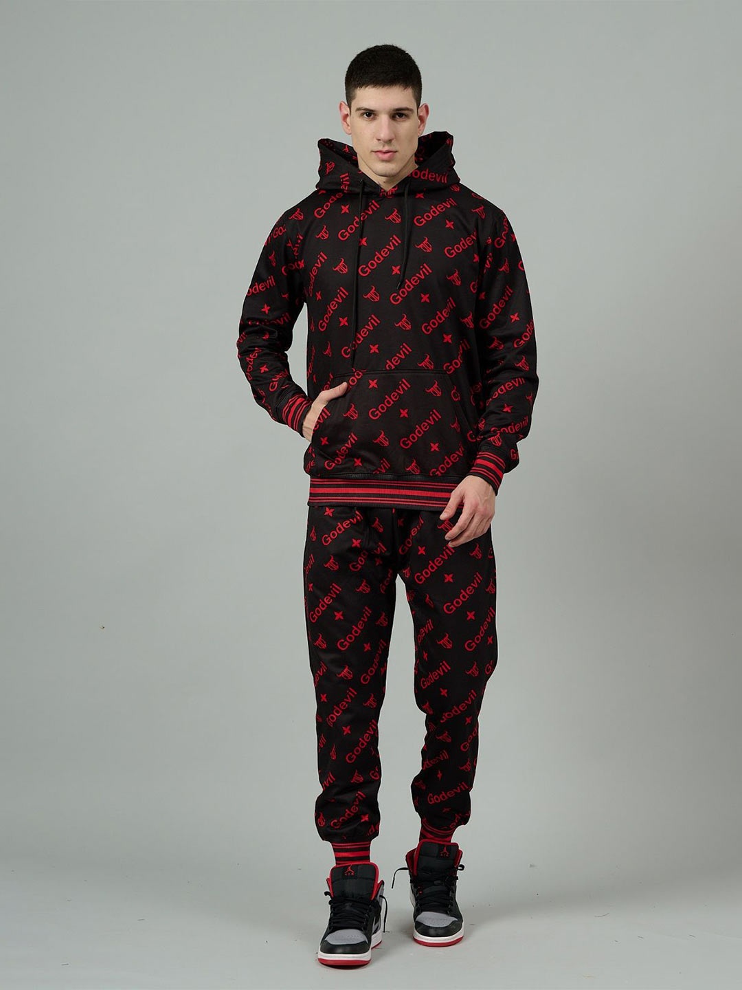 

GO DEVIL Men Printed Tracksuit, Red