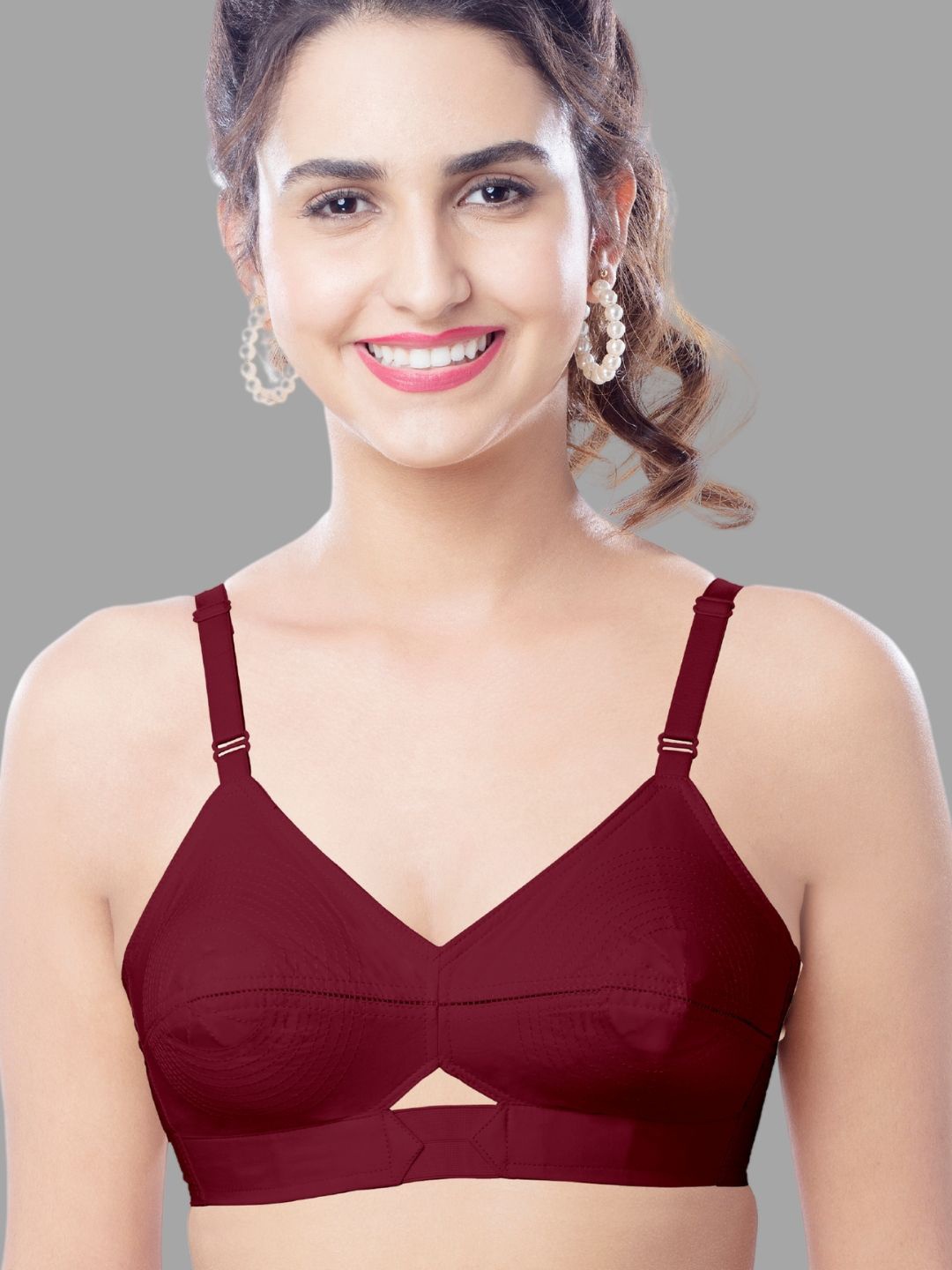 

BRIDA LADIES INNERWEAR Women Seamless Cotton Full Coverage Minimizer Bra, Maroon