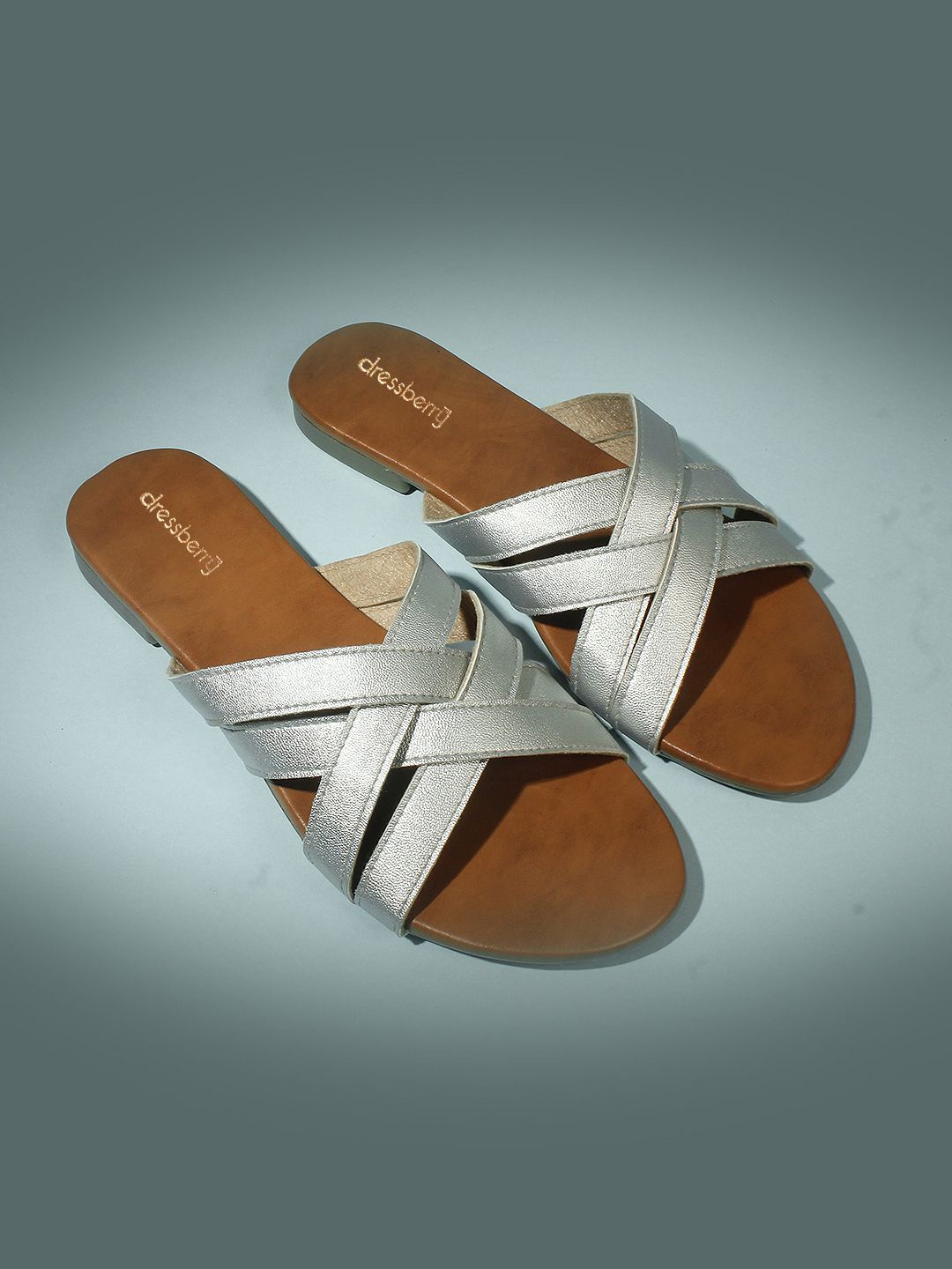 

DressBerry Women Open Toe Flats, Silver