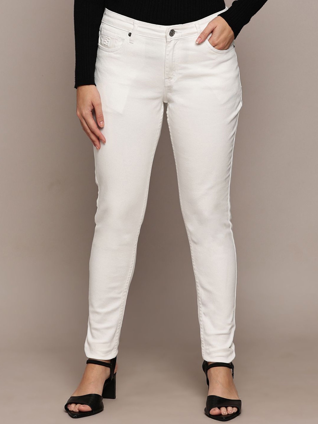 

French Connection Women Smart Skinny Fit Stretchable Jeans, White