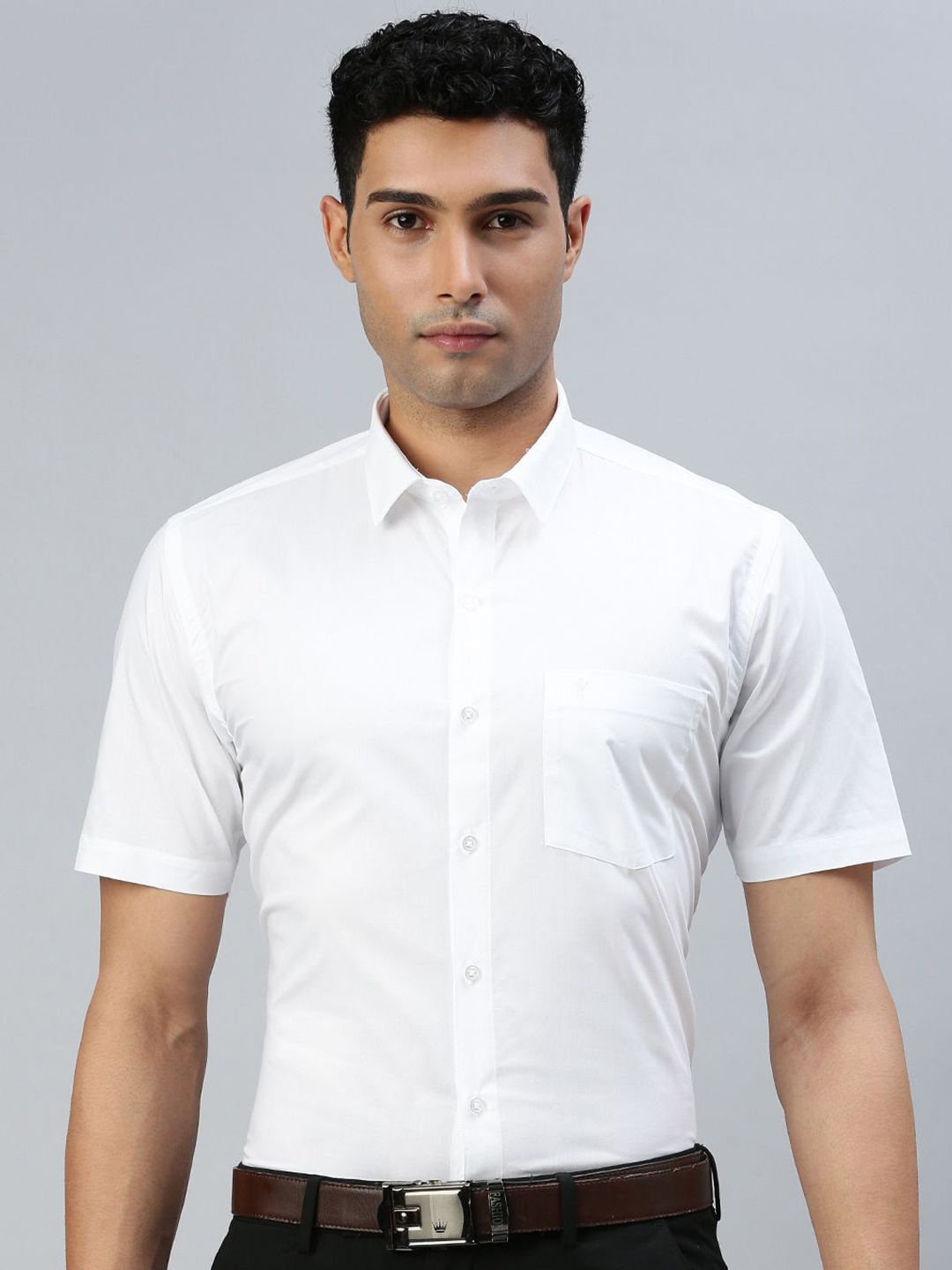 

Ramraj Men Classic Spread Collar Solid Cotton Formal Shirt, White