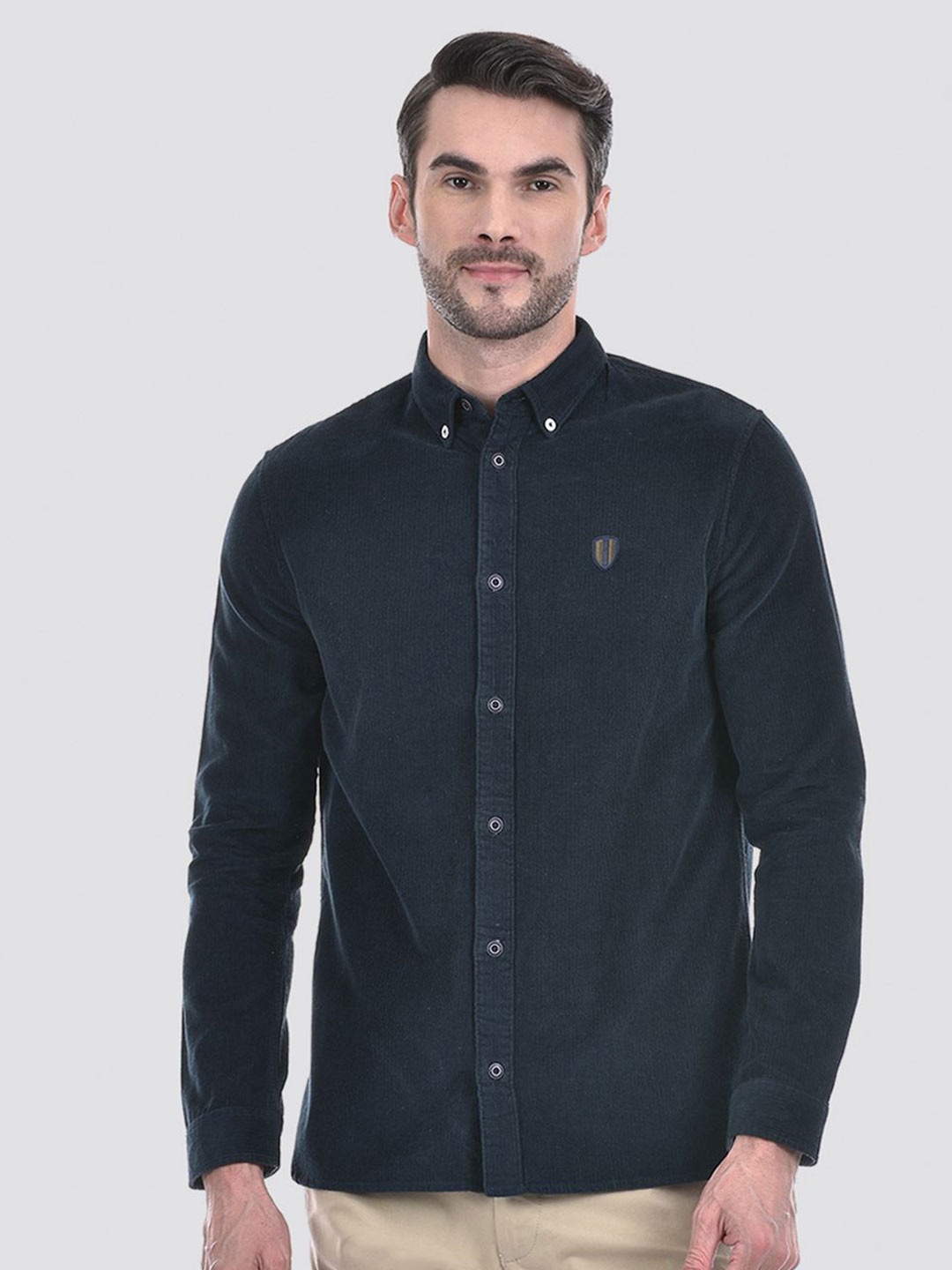 

Numero Uno Men Button-Down Collar Solid Cotton Casual Shirt, Blue