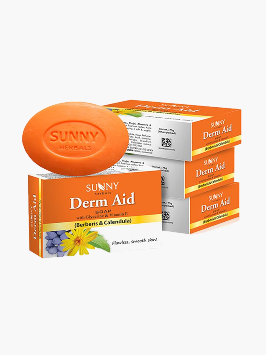 

SUNNY HERBALS Set Of 4 Derm Aid Soap With Aloe Vera & Glycerine - 75 g Each, Orange