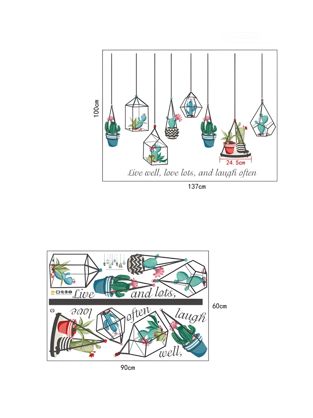 

Asian royal Green & Blue Cactus Plant Printed Wall Sticker