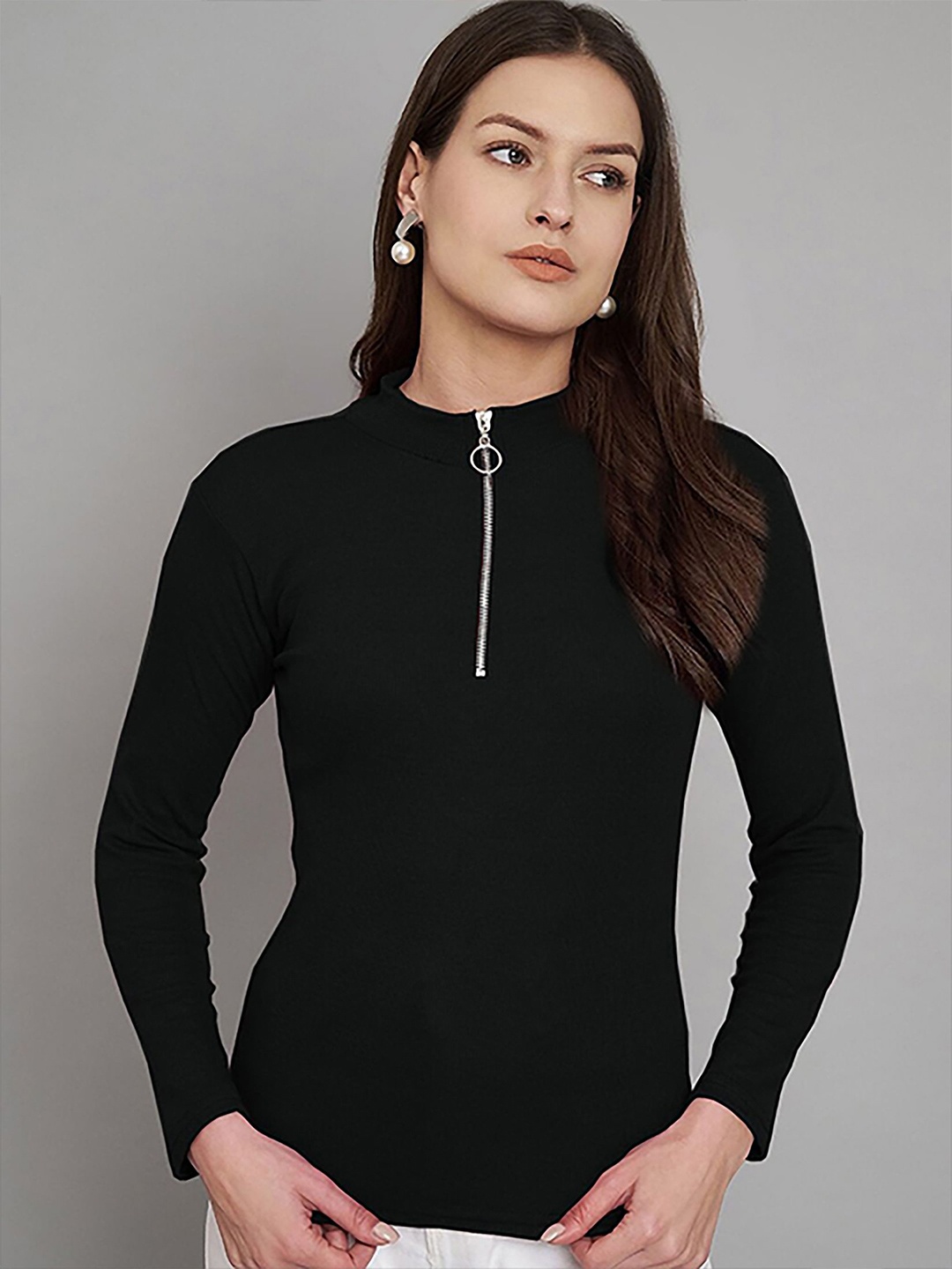

Dream Beauty Fashion THAR-01 Round Neck Long Sleeves Top, Black