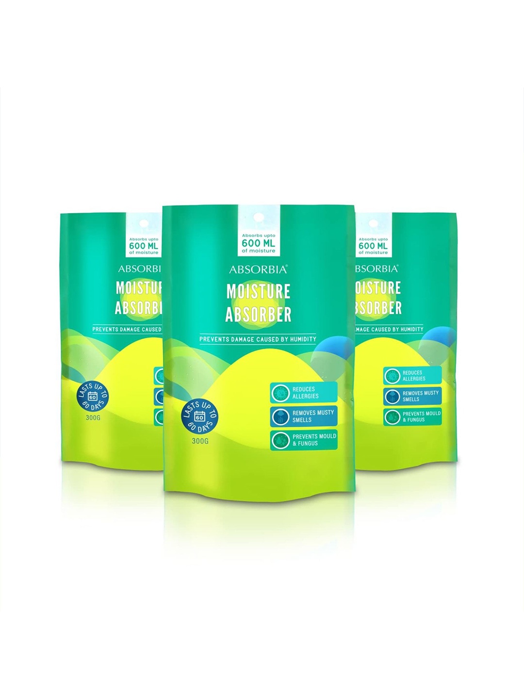 

Absorbia Green 3 Pieces Moisture Absorber Air Fresheners 600 ml Each