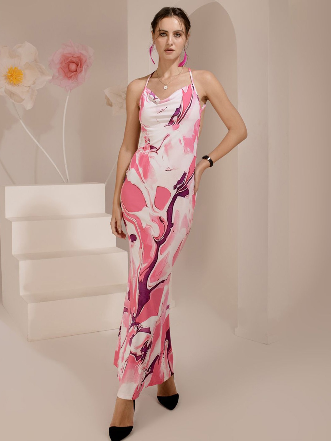 

BAESD Women Abstract Printed Sleeveless Bodycon Dress, Multi