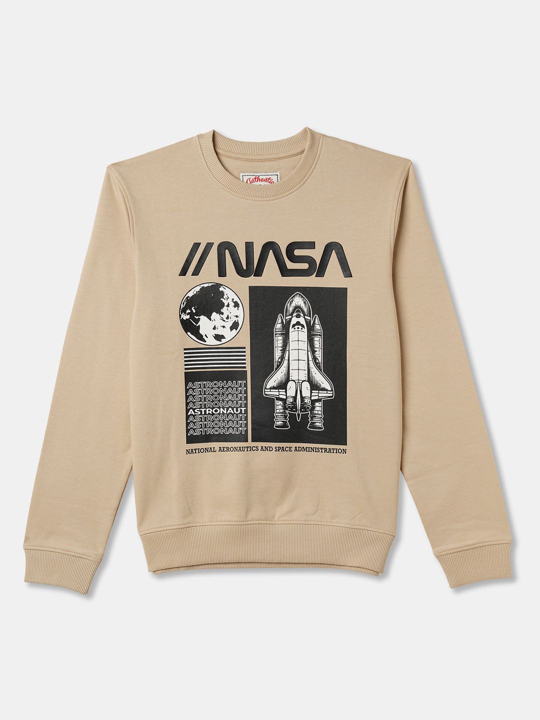

R&B Boys Graphic Printed Cotton Sweatshirt, Beige