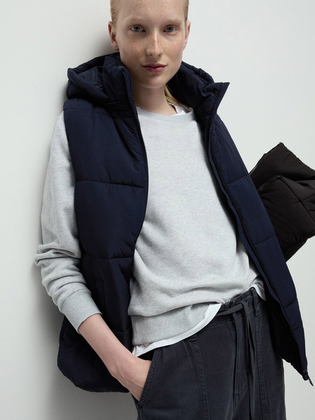 

Marks & Spencer Women Mock Collar Solid Casual Padded Jacket, Navy blue